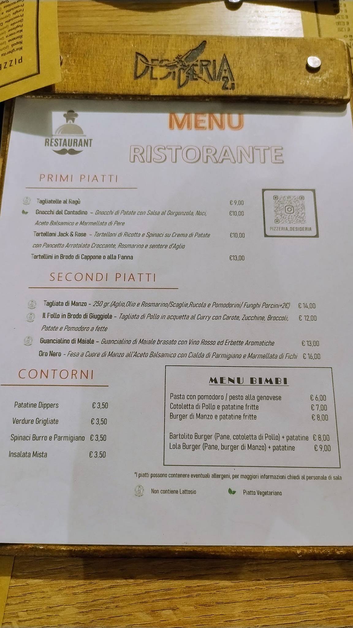 Menu di Pizzeria Desideria 2.0 