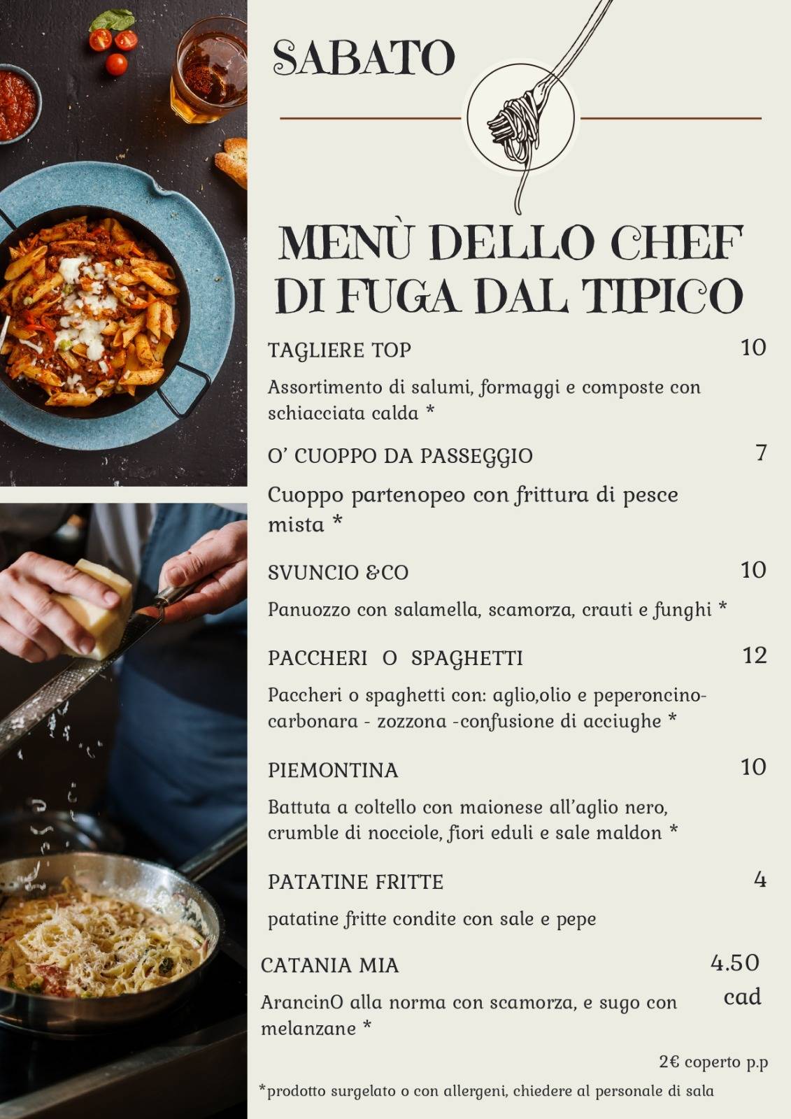 Menu di Pizzeria Fuga dal Tipico 