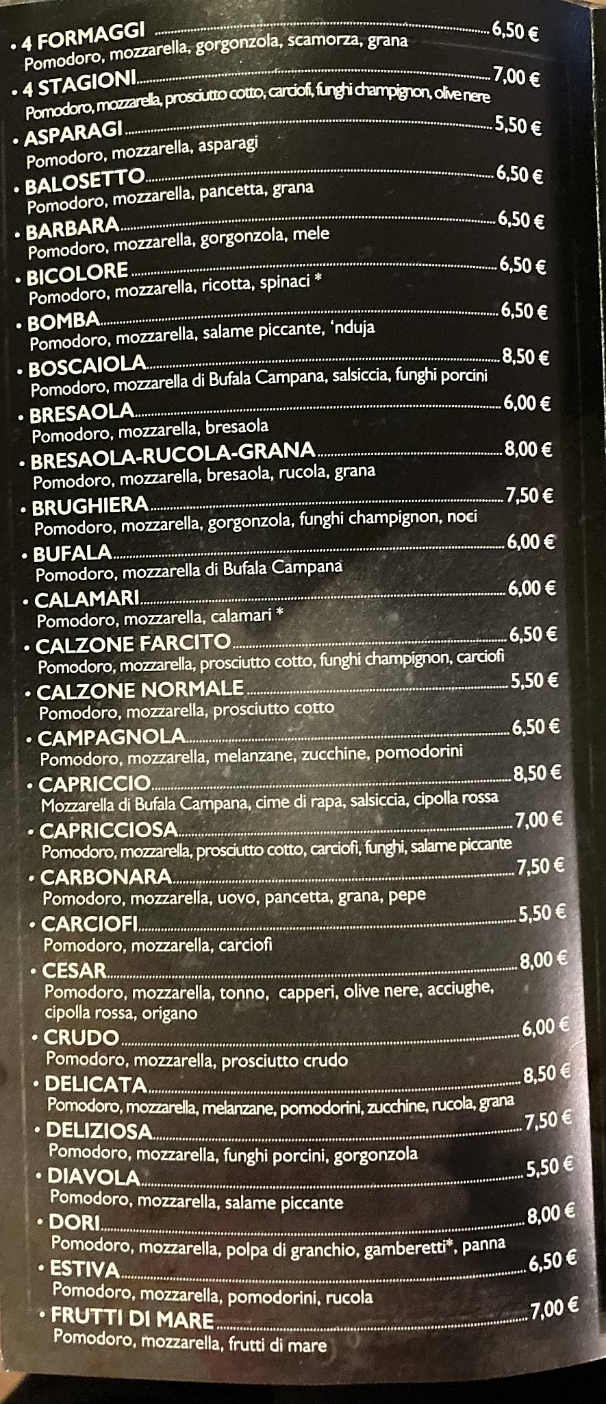 Menu di Pizzeria Il Capriccio di Tizzi Danilo 