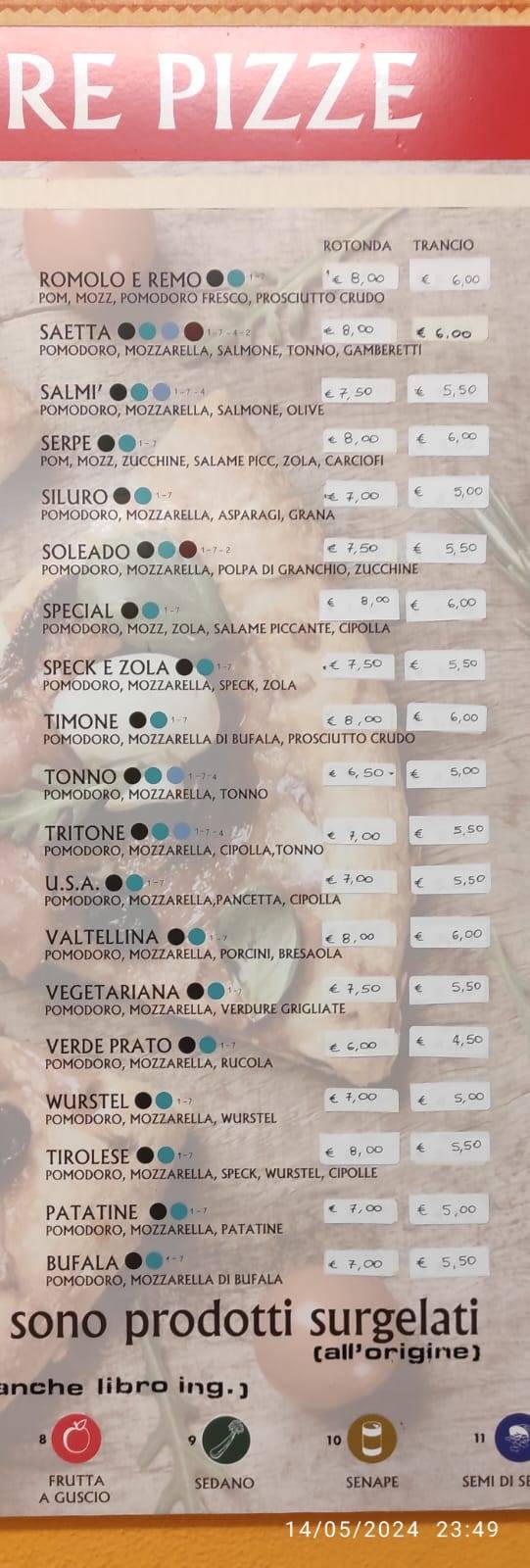 Menu di Pizzeria Il Veliero 