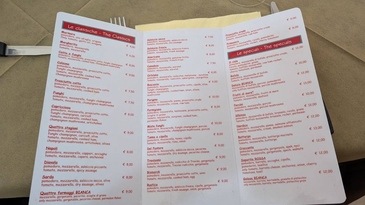 Menu di Pizzeria Il Viale 