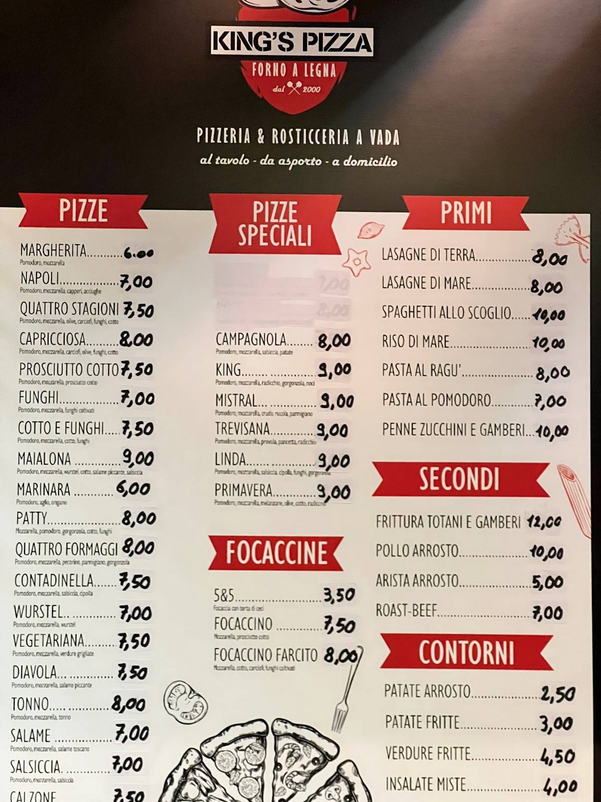 Menu di King's Pizza 