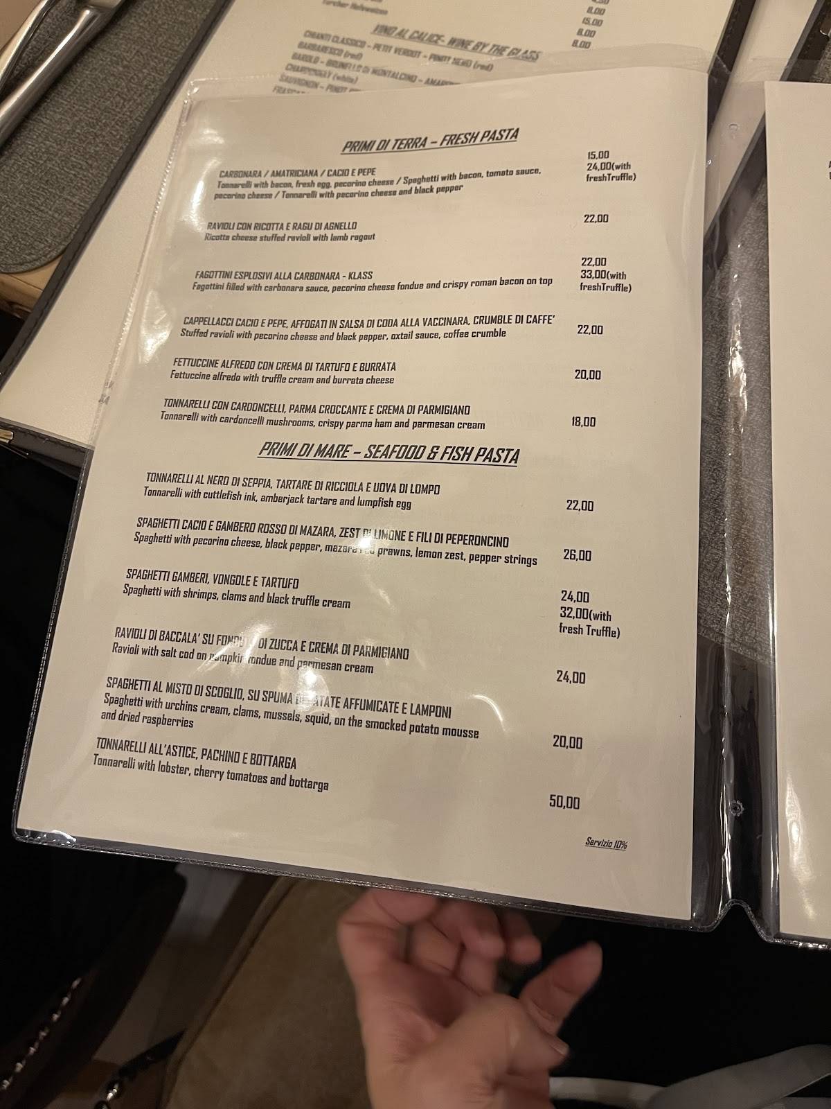 Menu di Klass Restaurant 