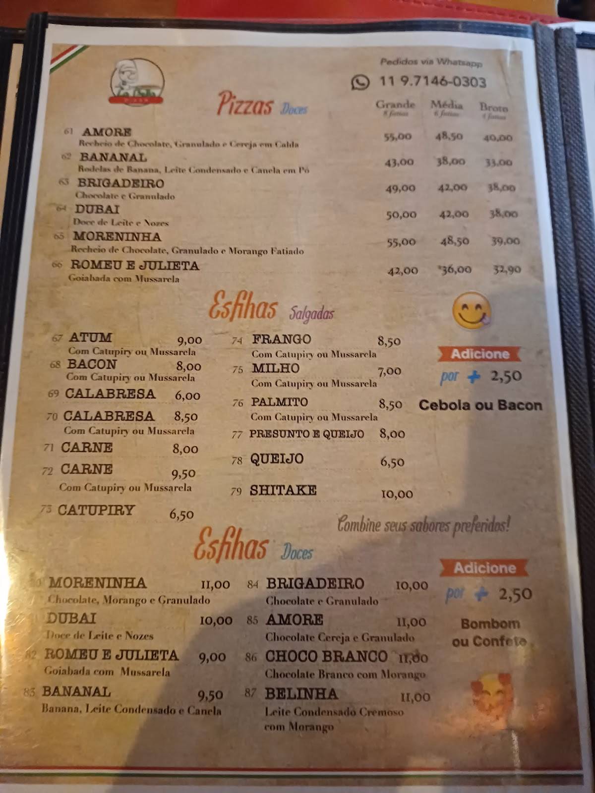 La Bella Casa di Pizza cardápio