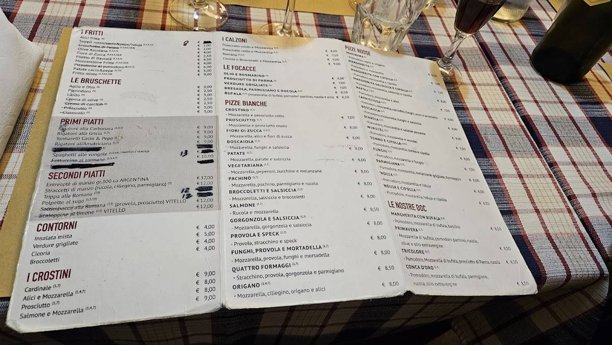 Menu di Pizzeria La Conca D'Oro 