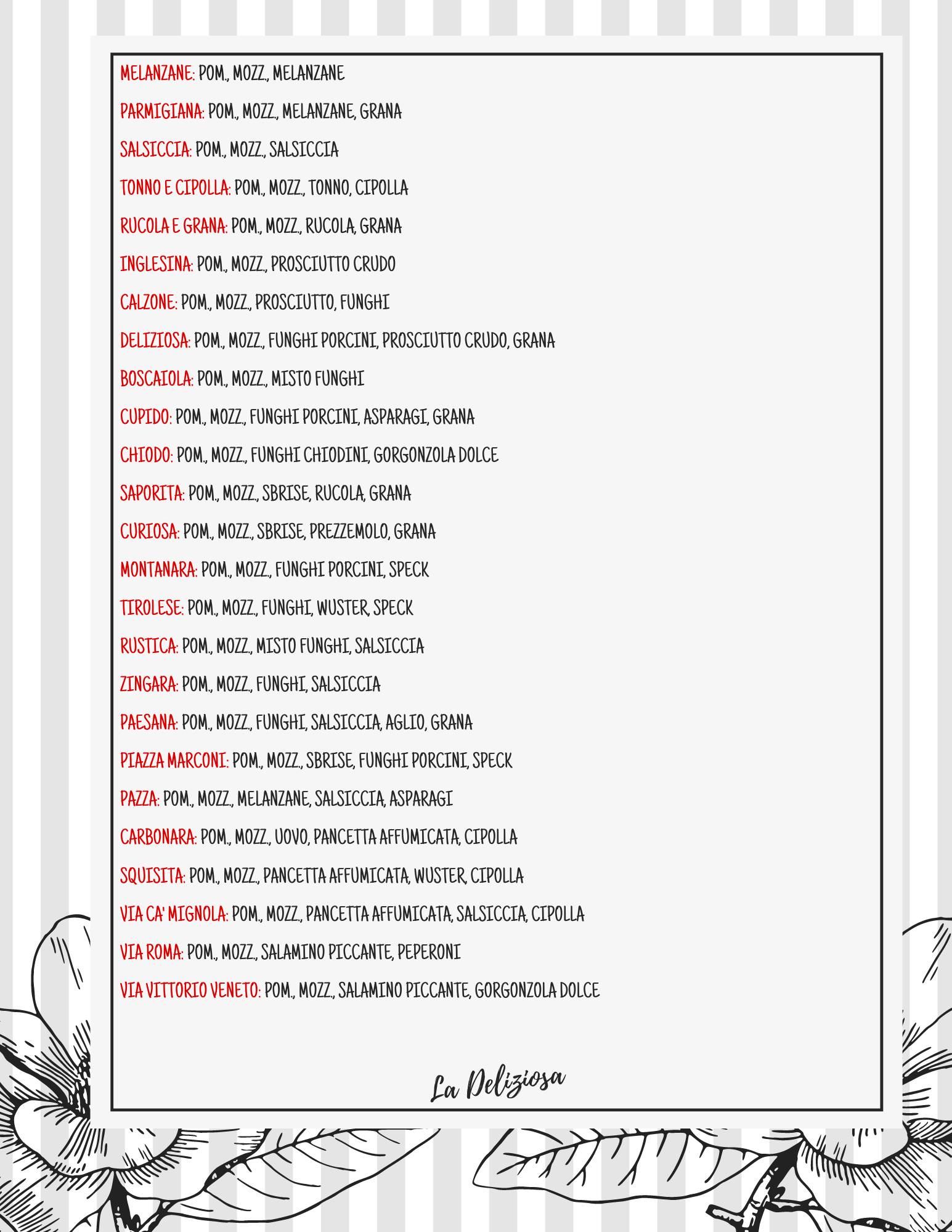 Menu di La Deliziosa Di Maniezzo Michela 