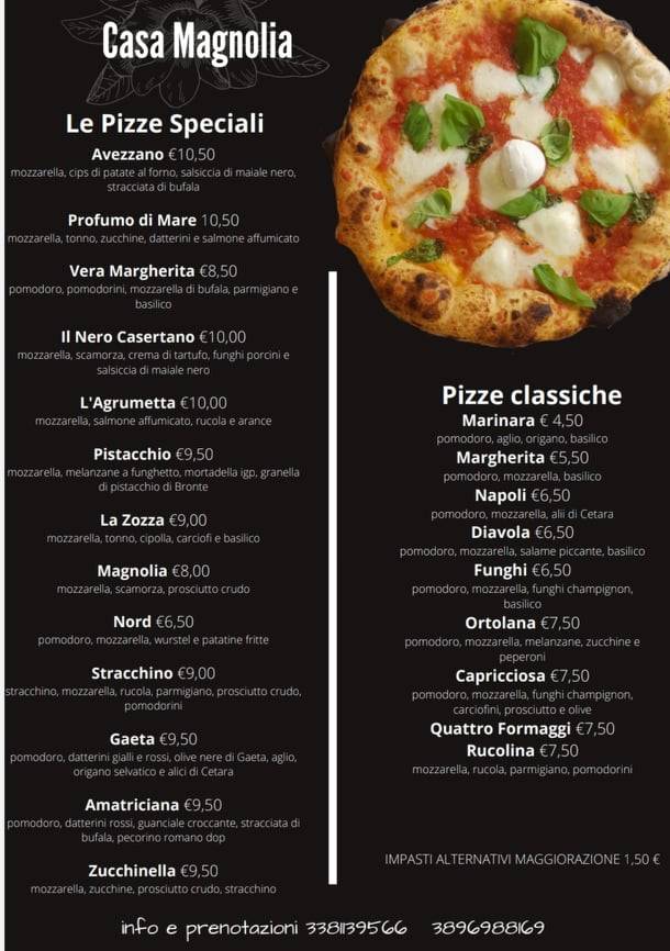 Menu de Casa Magnolia Roccasecca (fr)