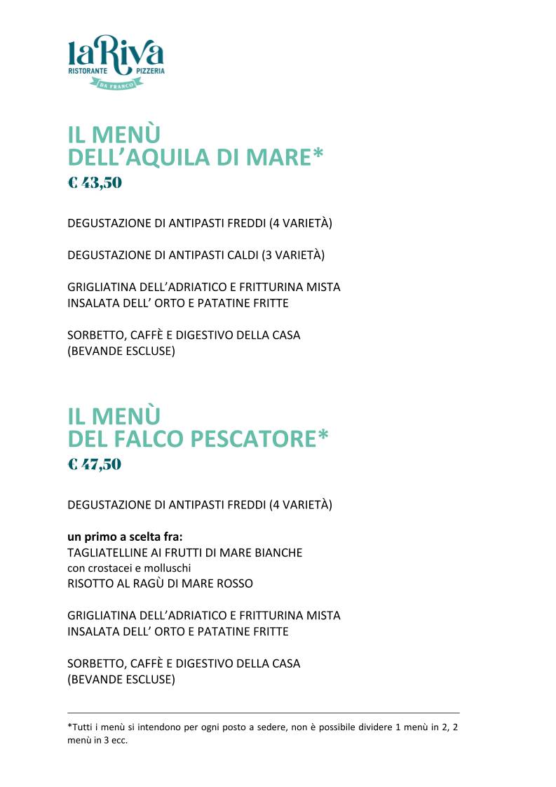 Menu di La Riva da Franco 