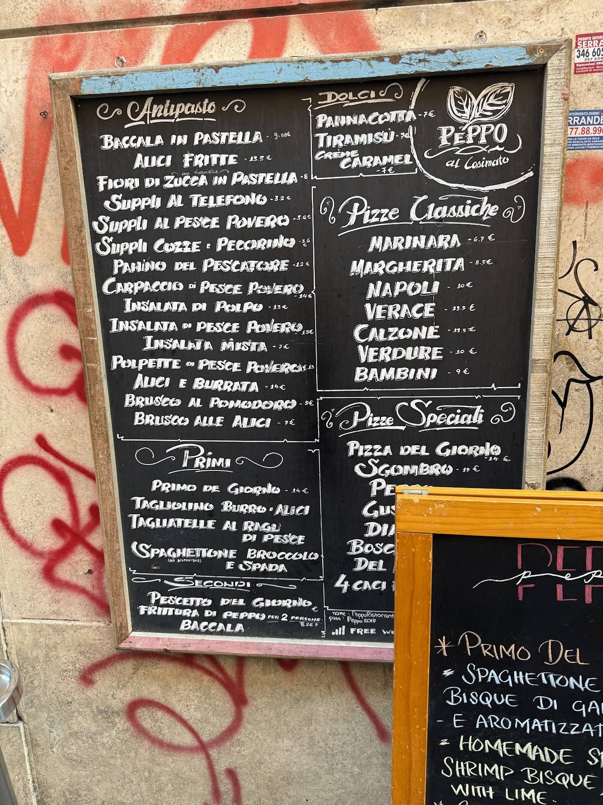 Menu di Peppo al Cosimato 