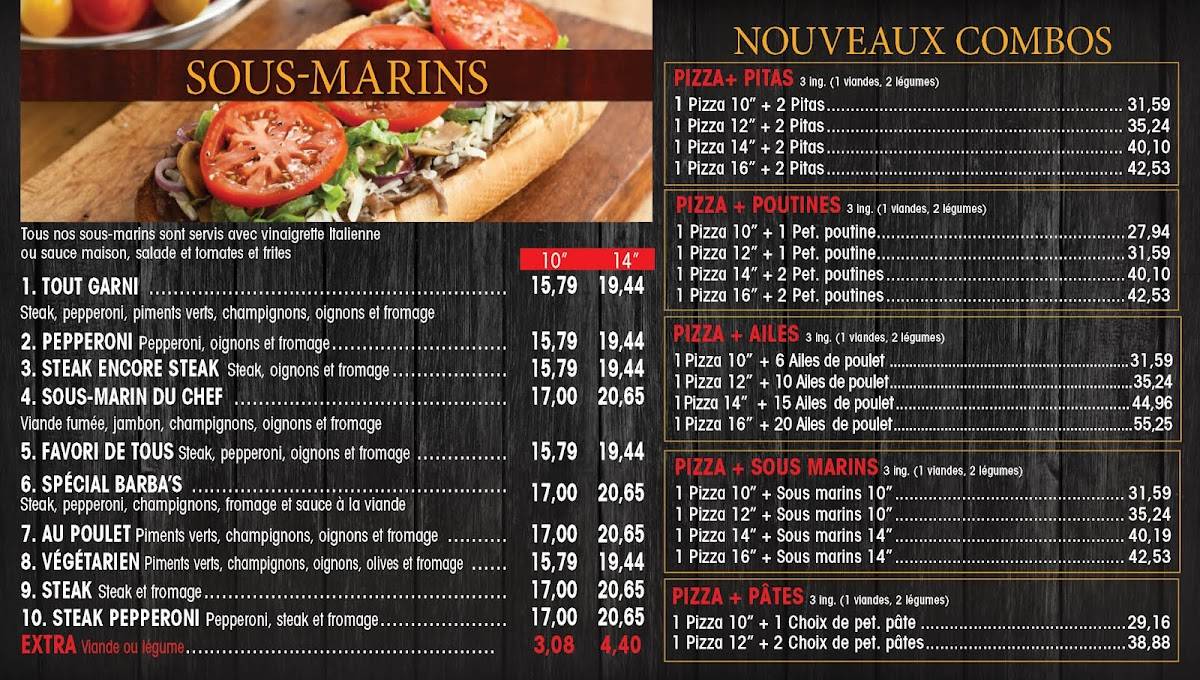Menu de Restaurant Barba's