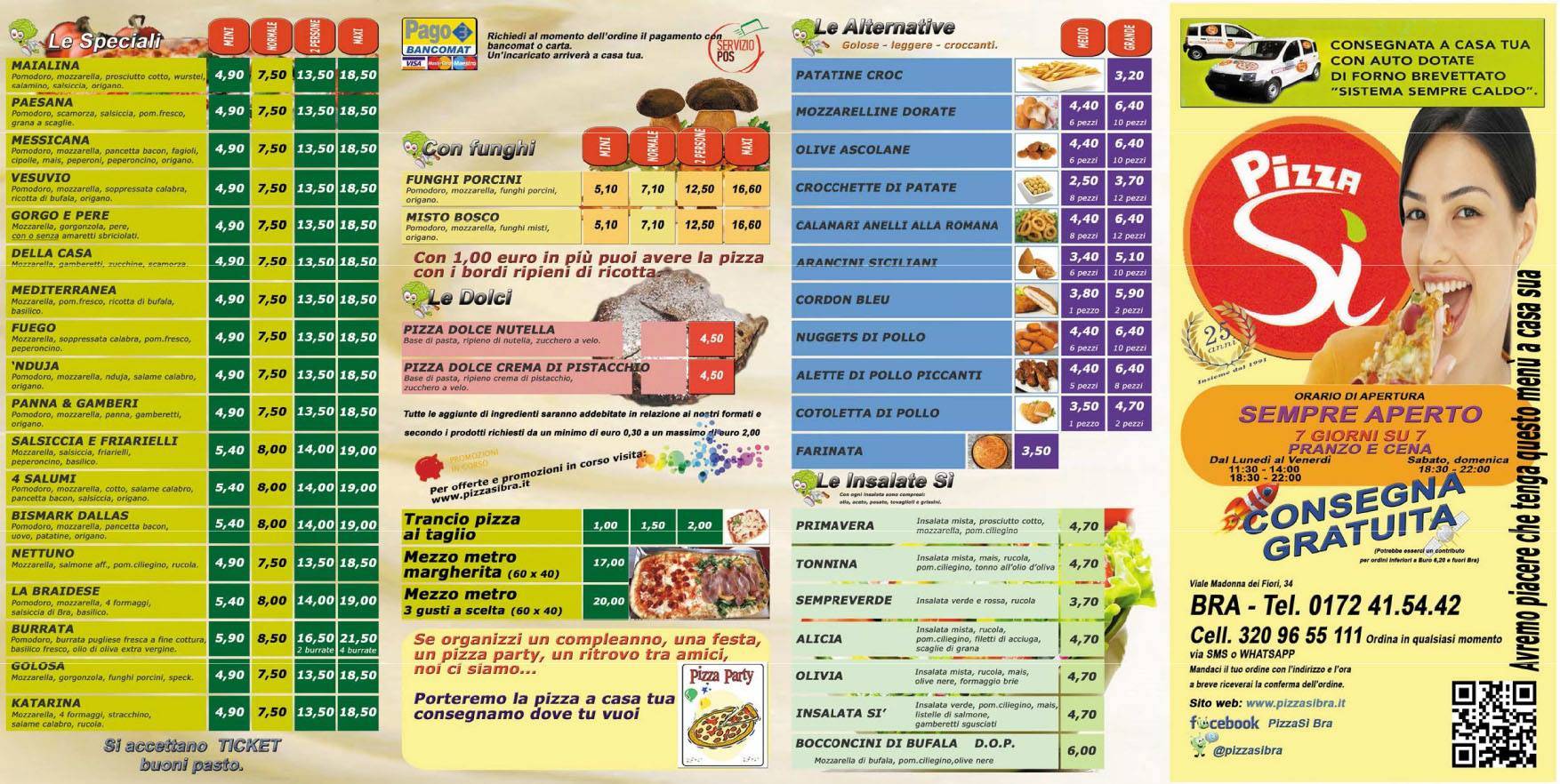 Menu di Pizza Si Bra 