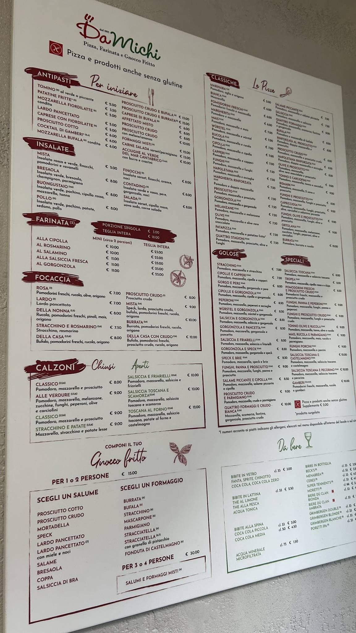 Menu di Pizzeria Da Michi dal 1971 