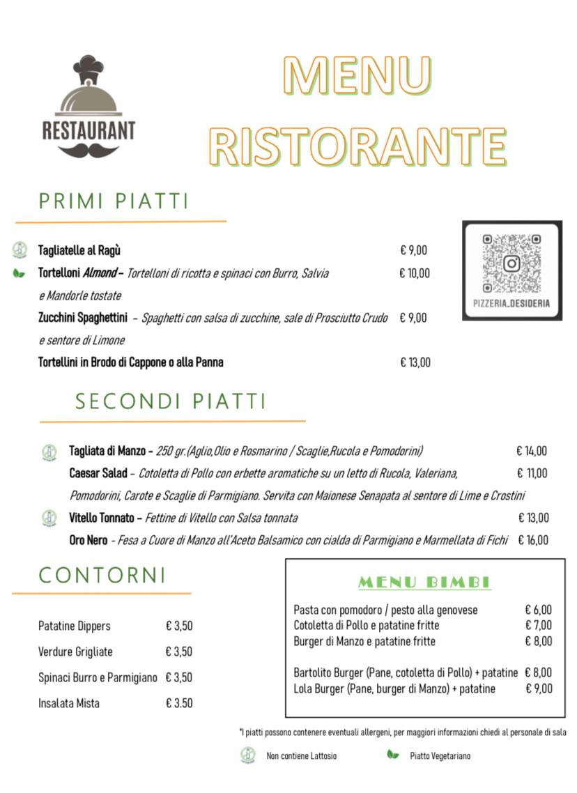 Menu di Pizzeria Desideria 2.0 