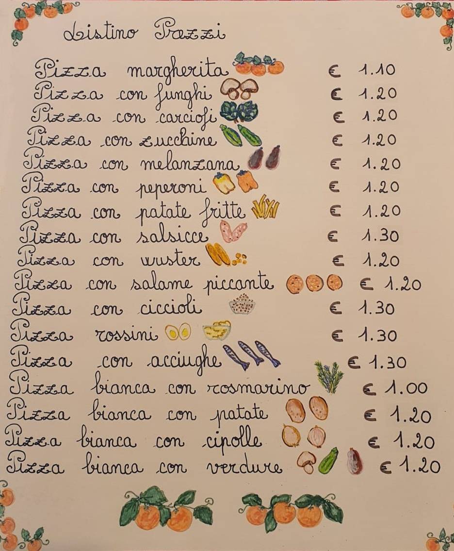 Menu di Pizzeria Paninoteca Bar L'arcobaleno 