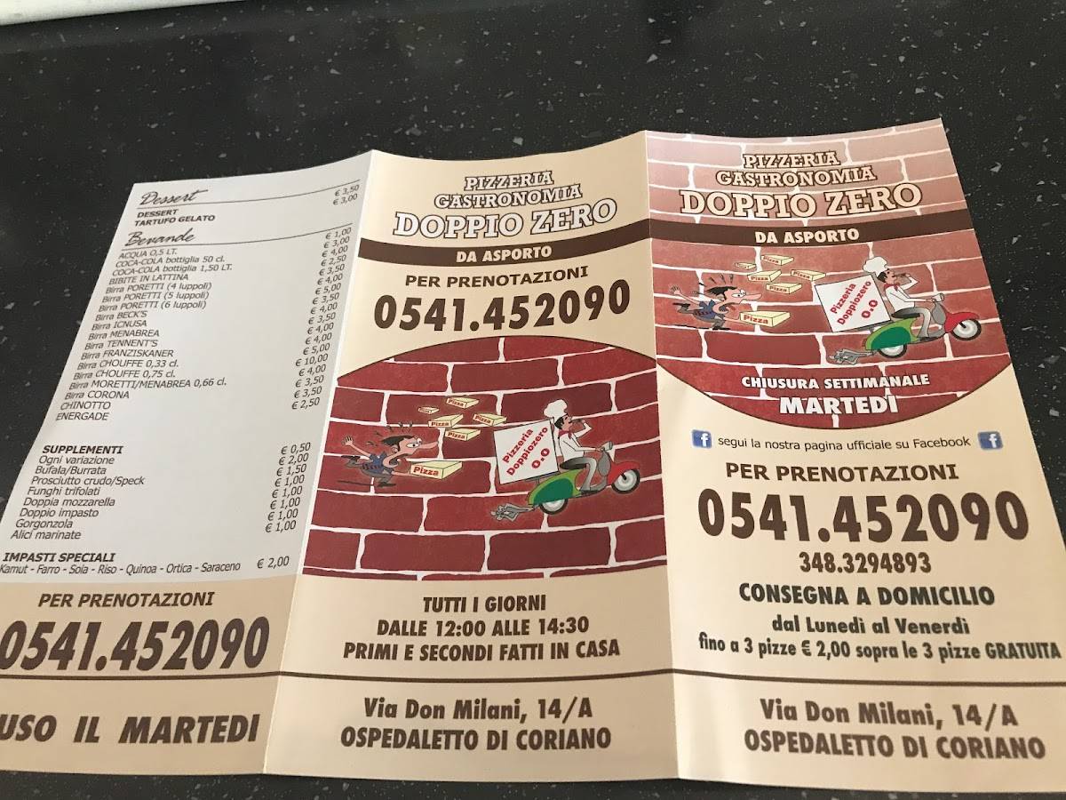 Menu di Pizzeria doppiozero 