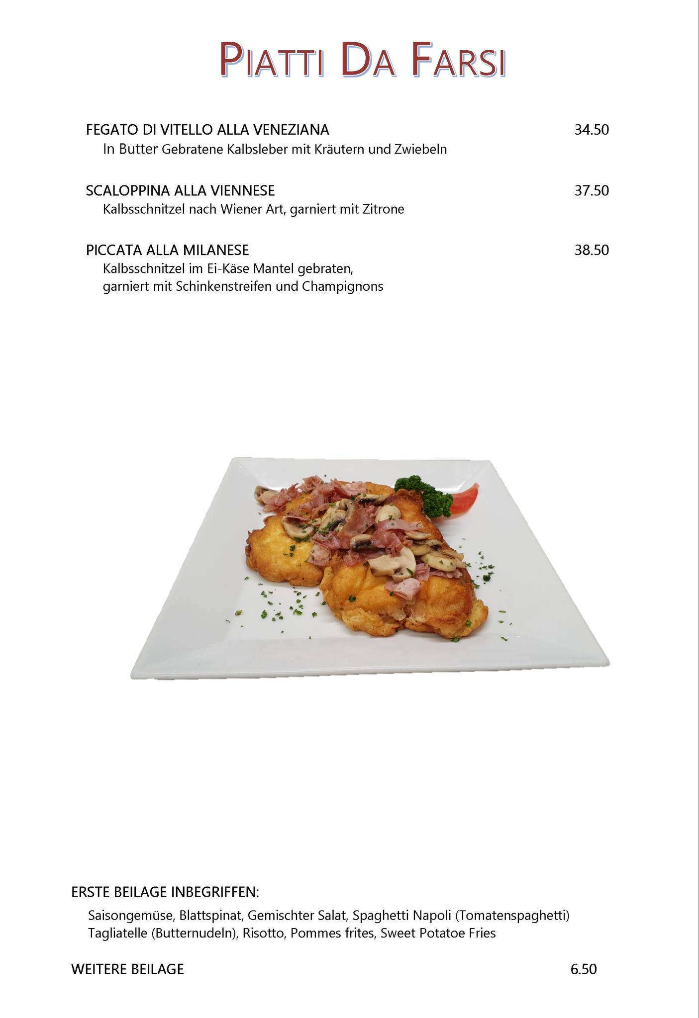 Menu di Restaurant Sonne Rüti ZH 
