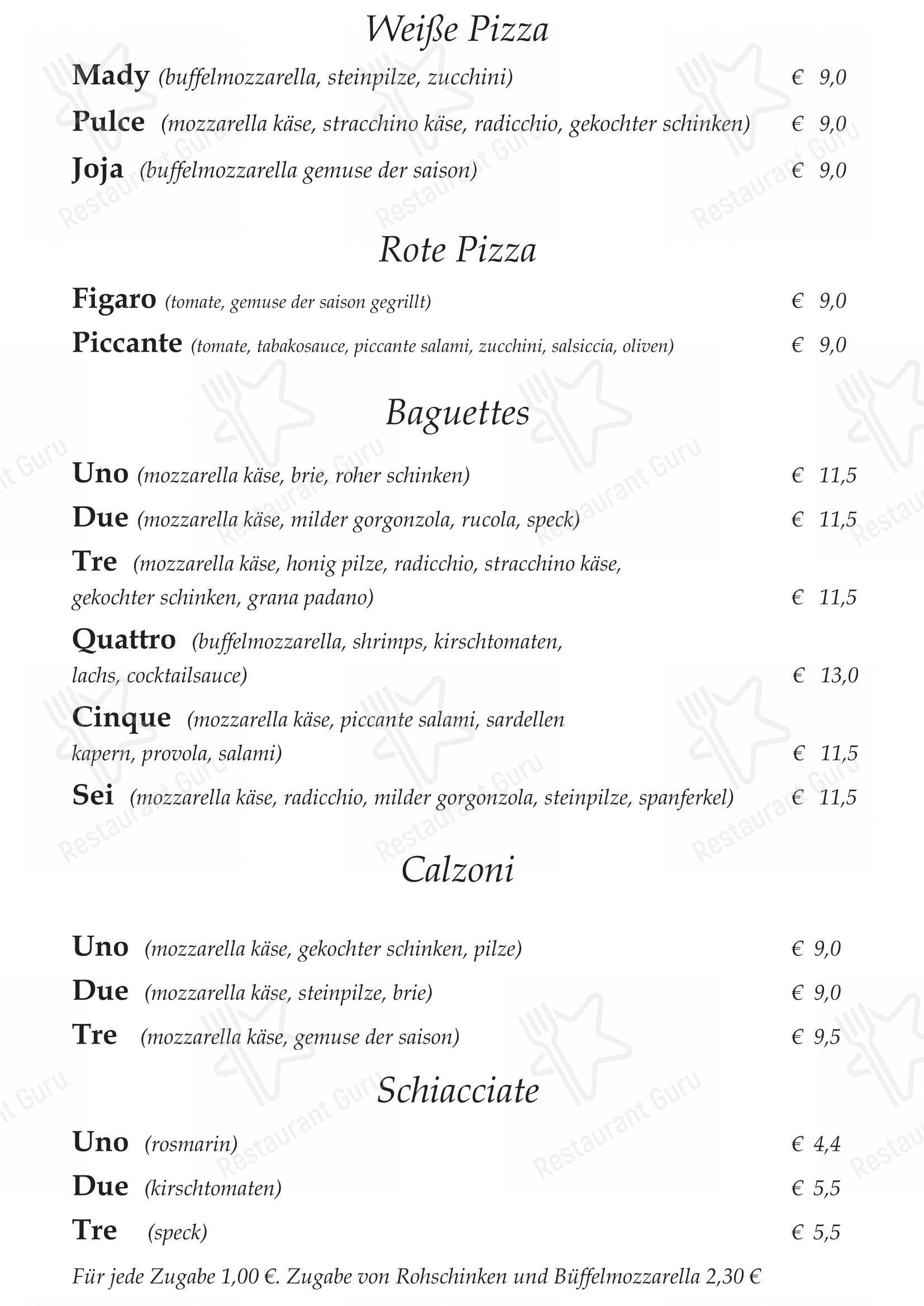 Menu di Pizzeria Ristorante Ti Spiazza - Основное меню