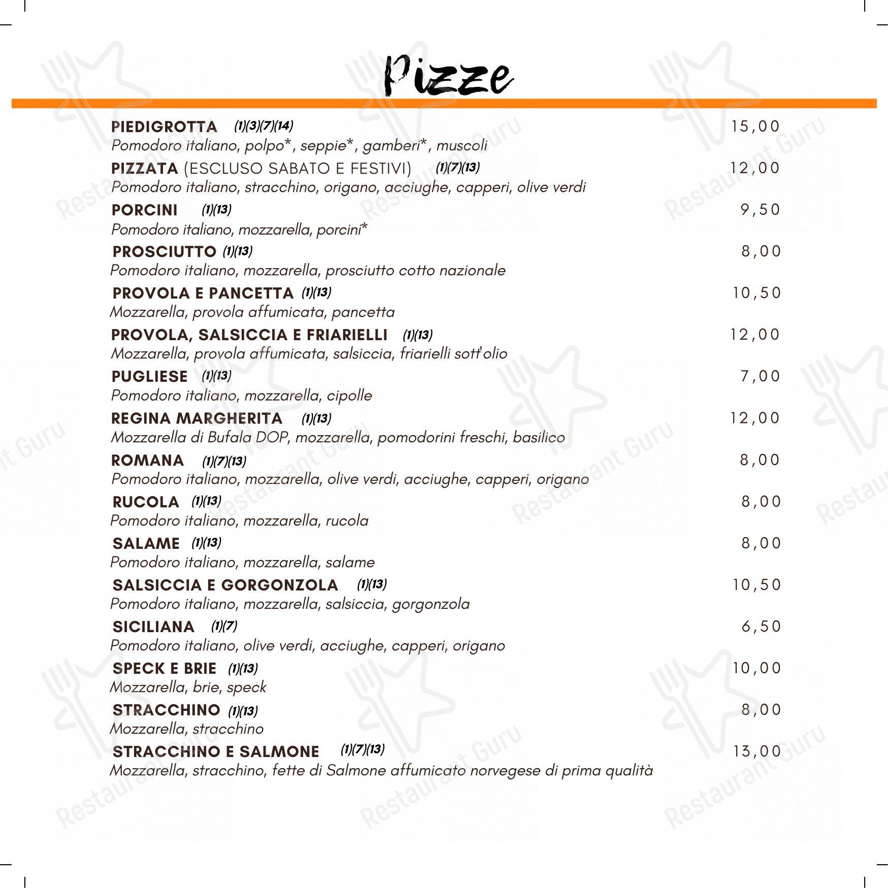 Menu bar per Pizzeria Ristorante Piedigrotta - Corso Torino pizzeria