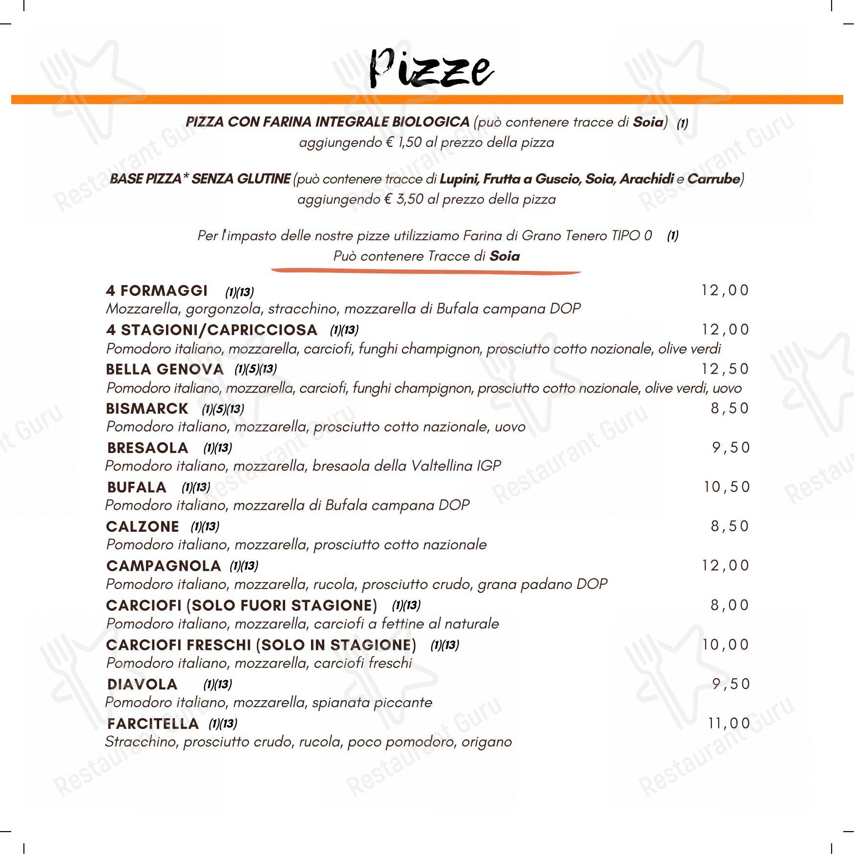 Menu bar per Pizzeria Ristorante Piedigrotta - Corso Torino pizzeria