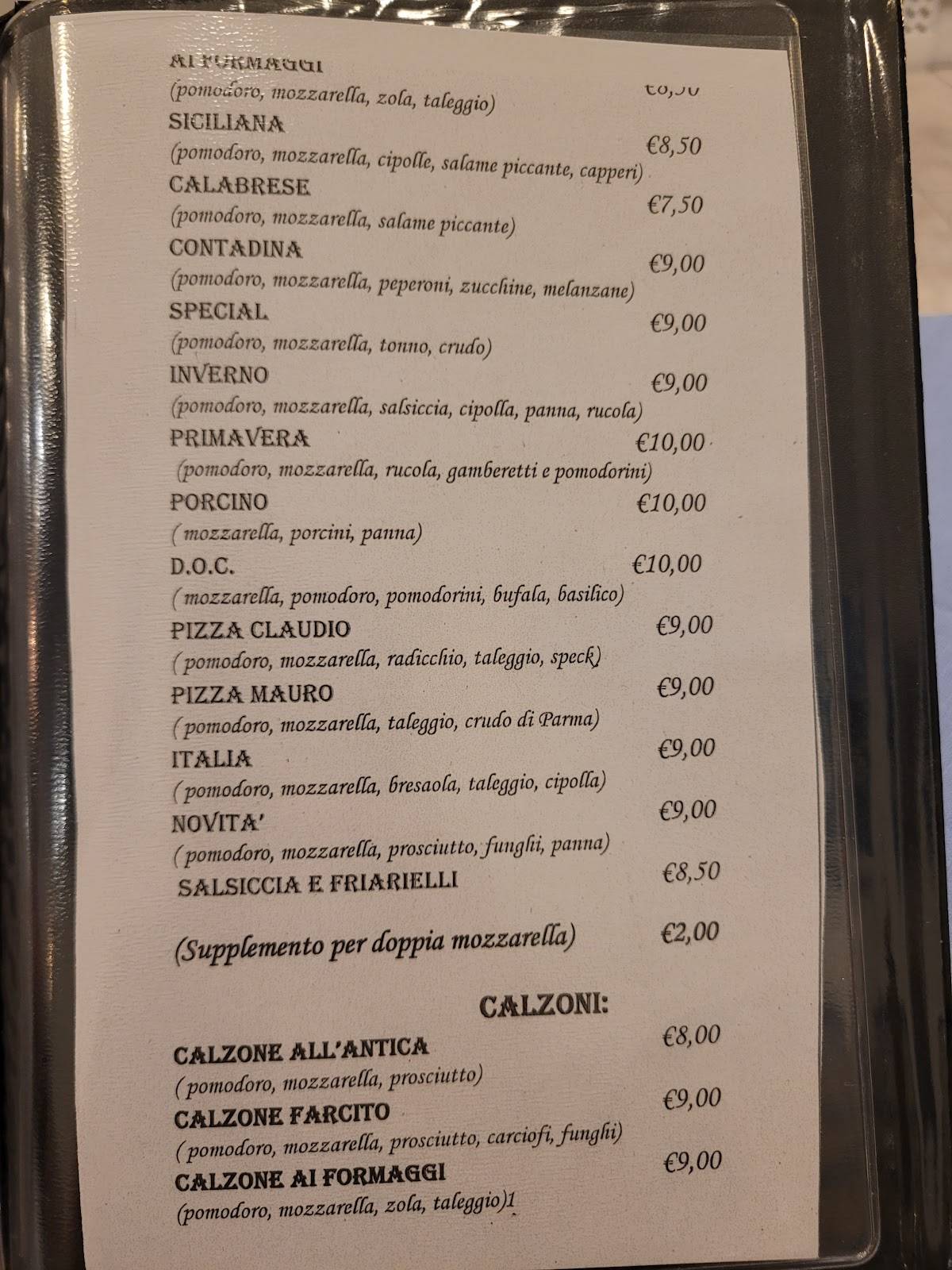 Menu di Ristorante Pizzeria Capriccio 