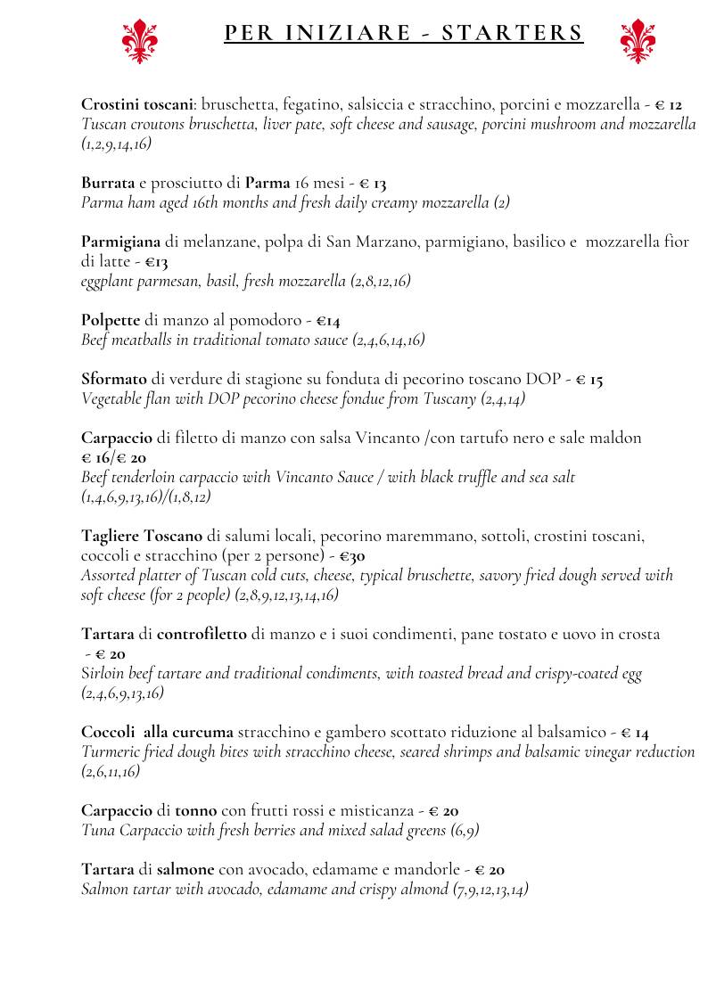 Menu di Ristorante Vincanto 