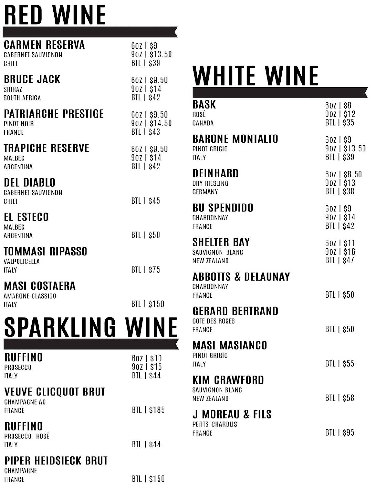 Menu de RustiCo. / King West Brewing Company