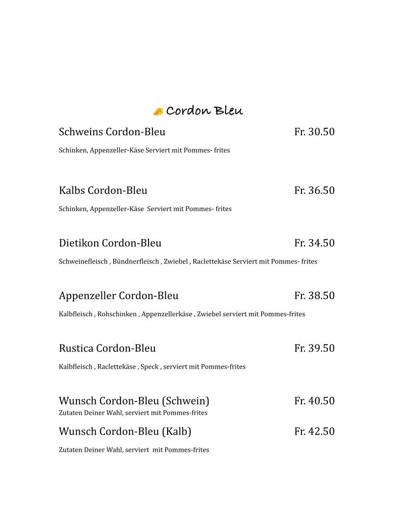Menu di Rustica Restaurant und Pizzeria 