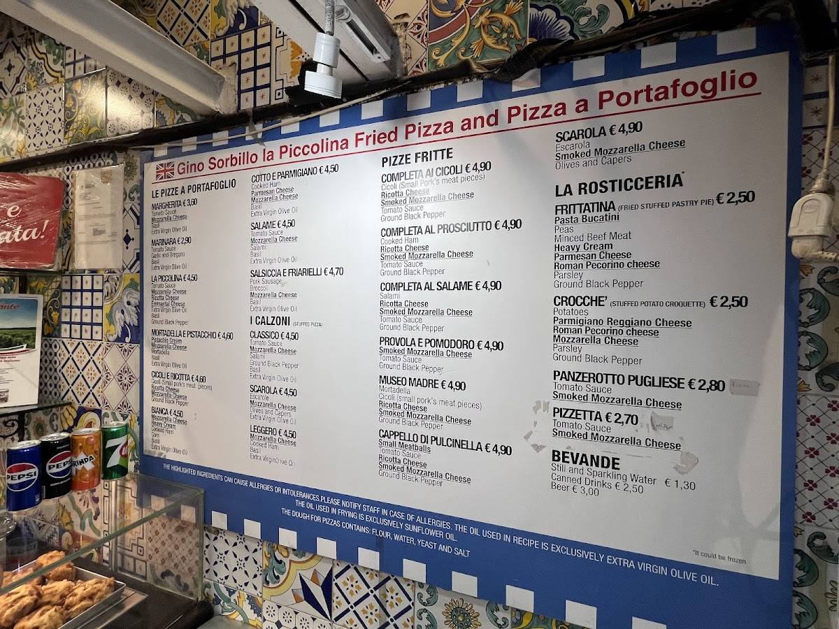 Menu di Sorbillo Pizza a Portafoglio 