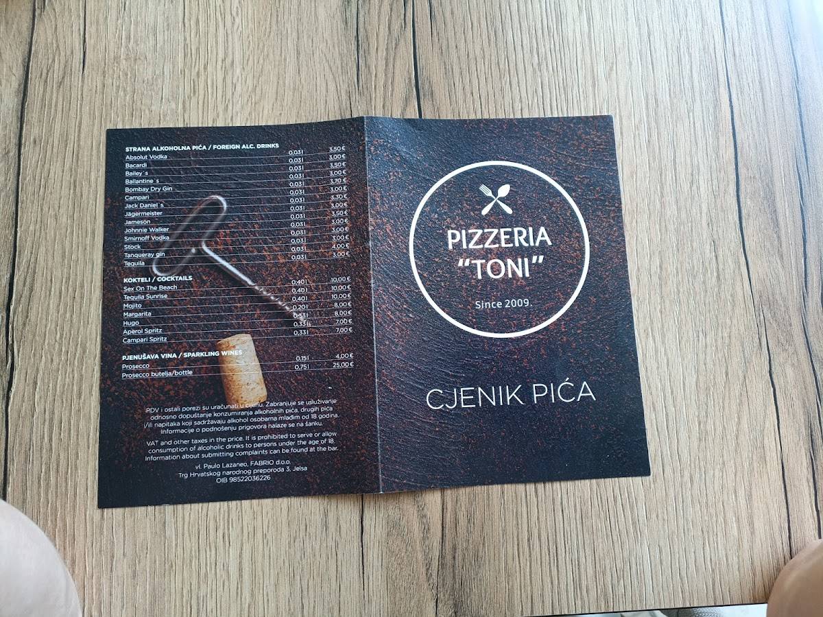 Menu di Pizzeria Toni 