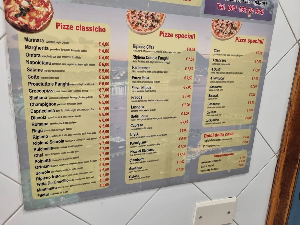 Menu di Pizzeria trattoria Cilea 