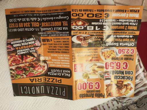Menu de Pizzeria Undici