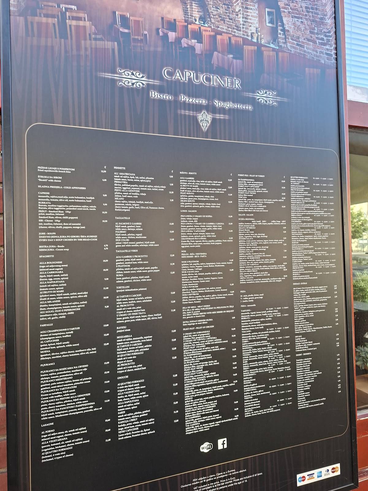 Menu di Pizzeria & Spaghetteria Capuciner 