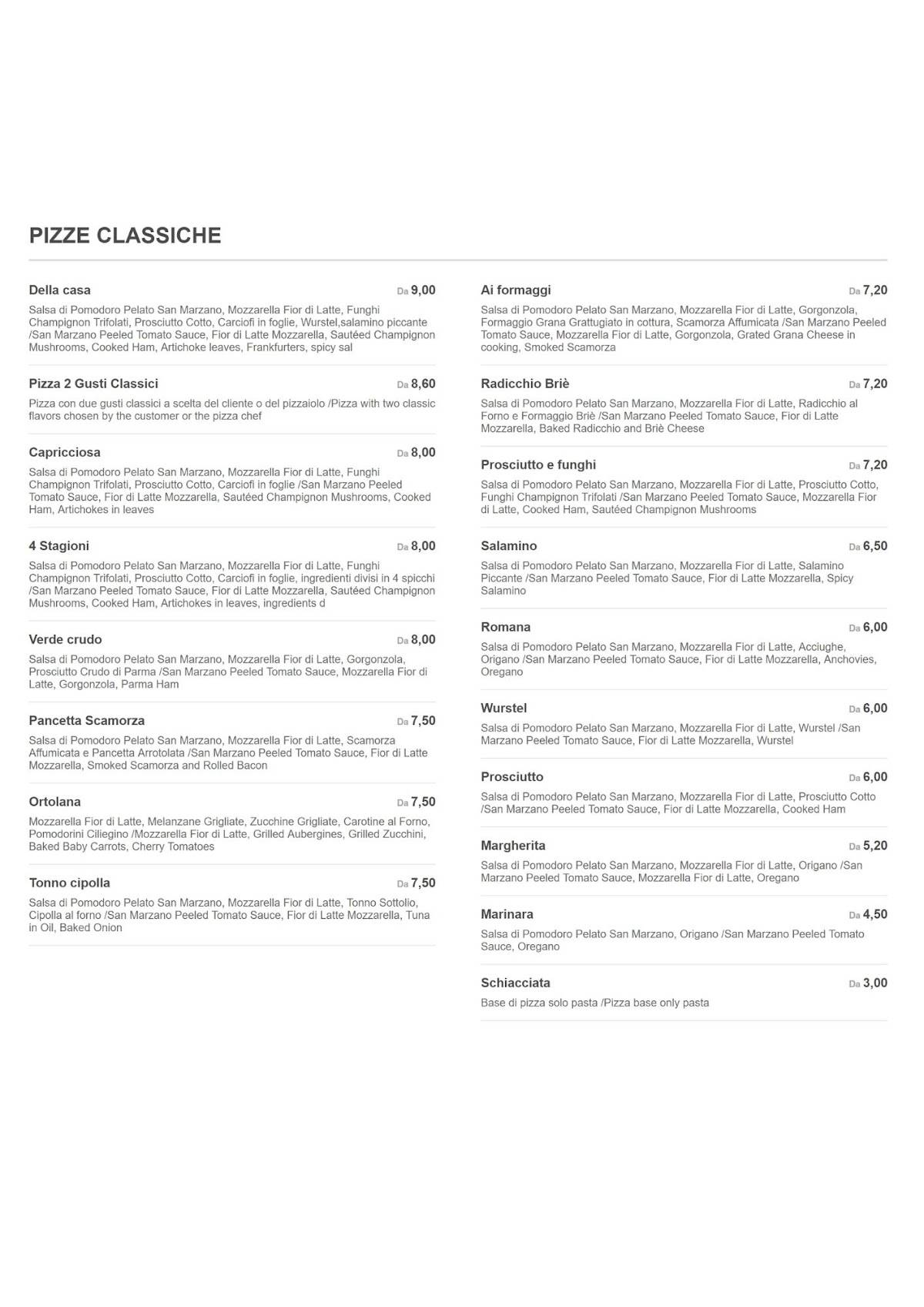 Menu di Da Massimo di Micco Stefano 