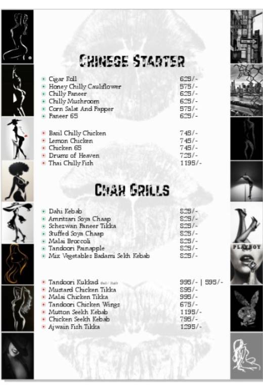 Playboy Club Chandigarh menu