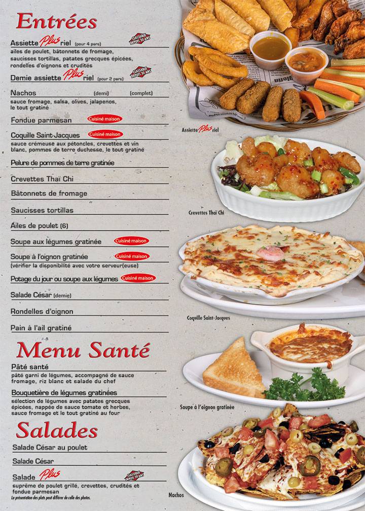 Menu de Plus Restaurant Bar
