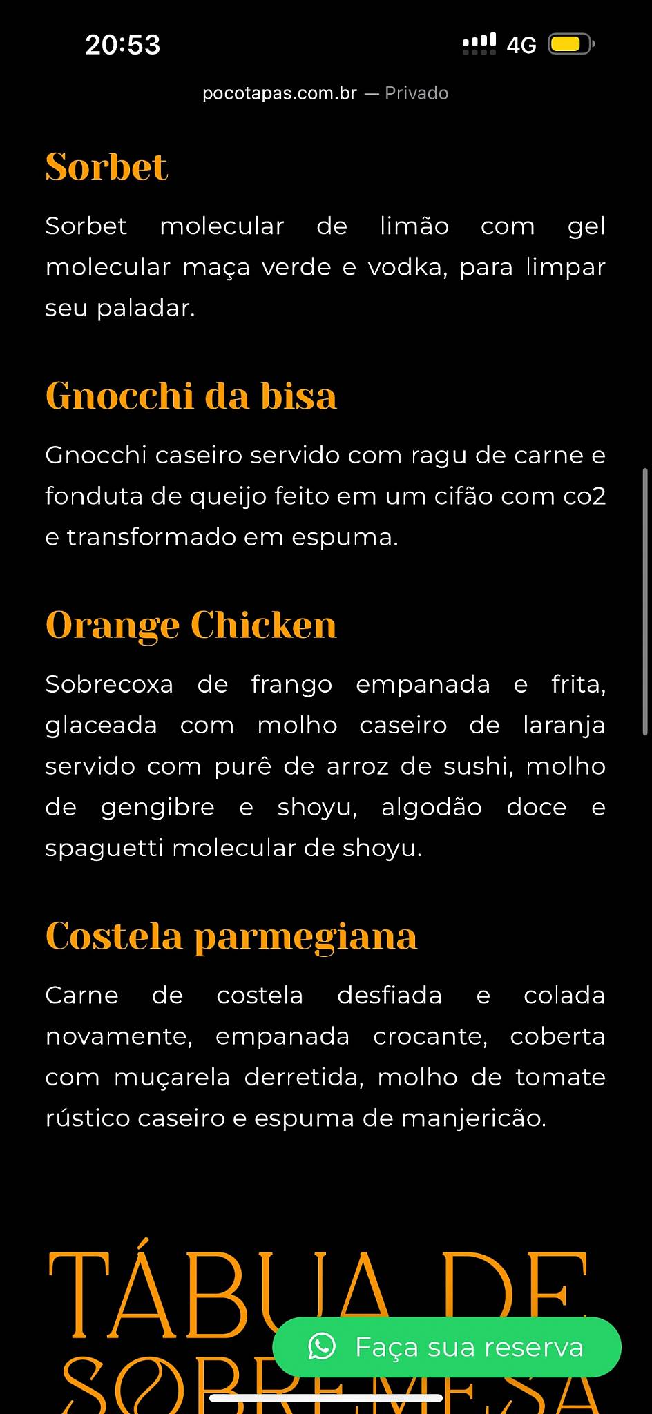 Restaurante Poco Tapas cardápio