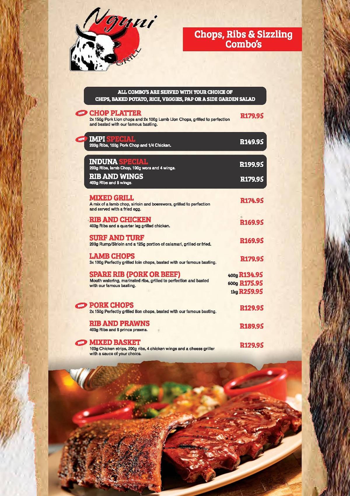 Menu at Nguni Grill restaurant, Polokwane