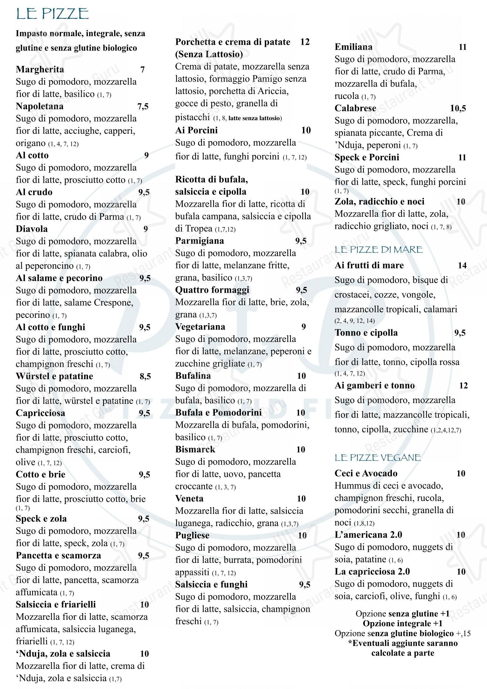 Menu pour Pomodoro e Basilico restaurant