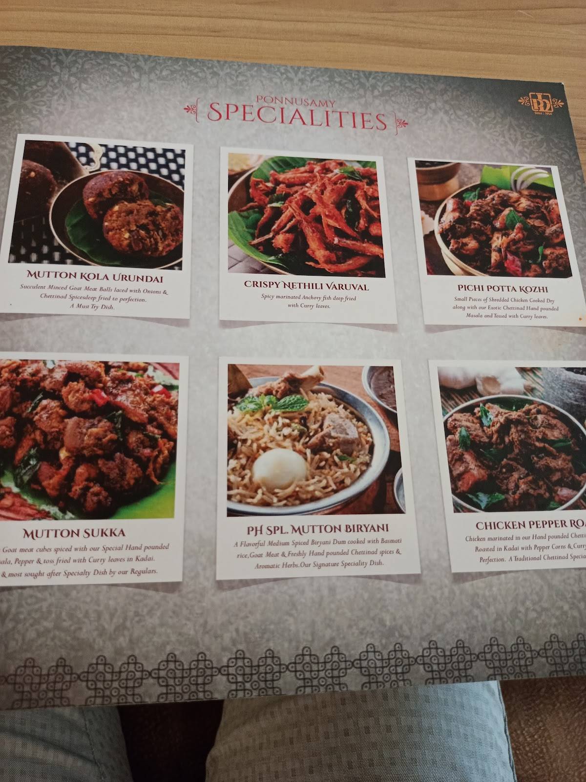 Ponnusamy Hotel Kotturpuram : Best Food Best Health menu