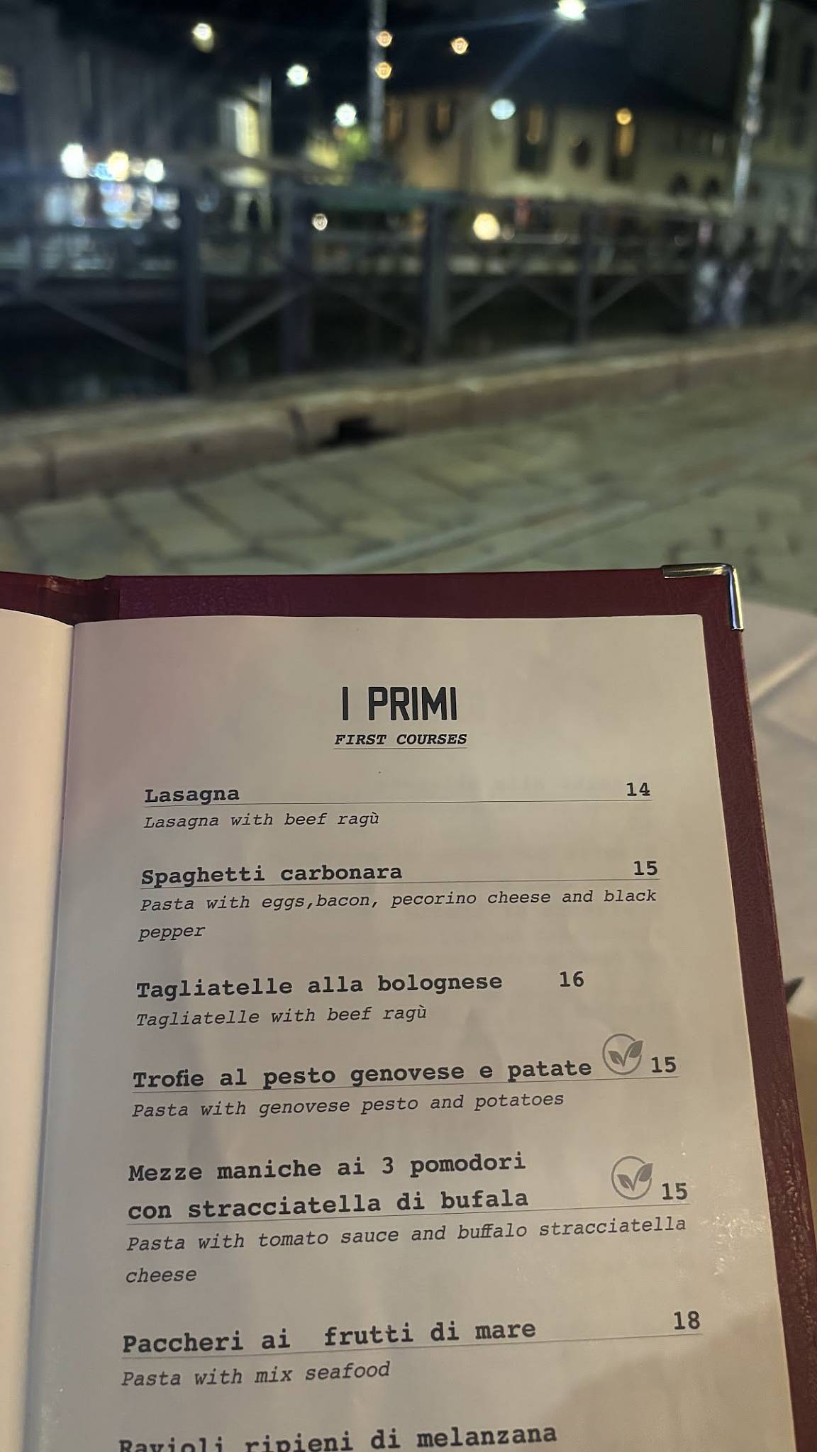 Menu di Ponticello 