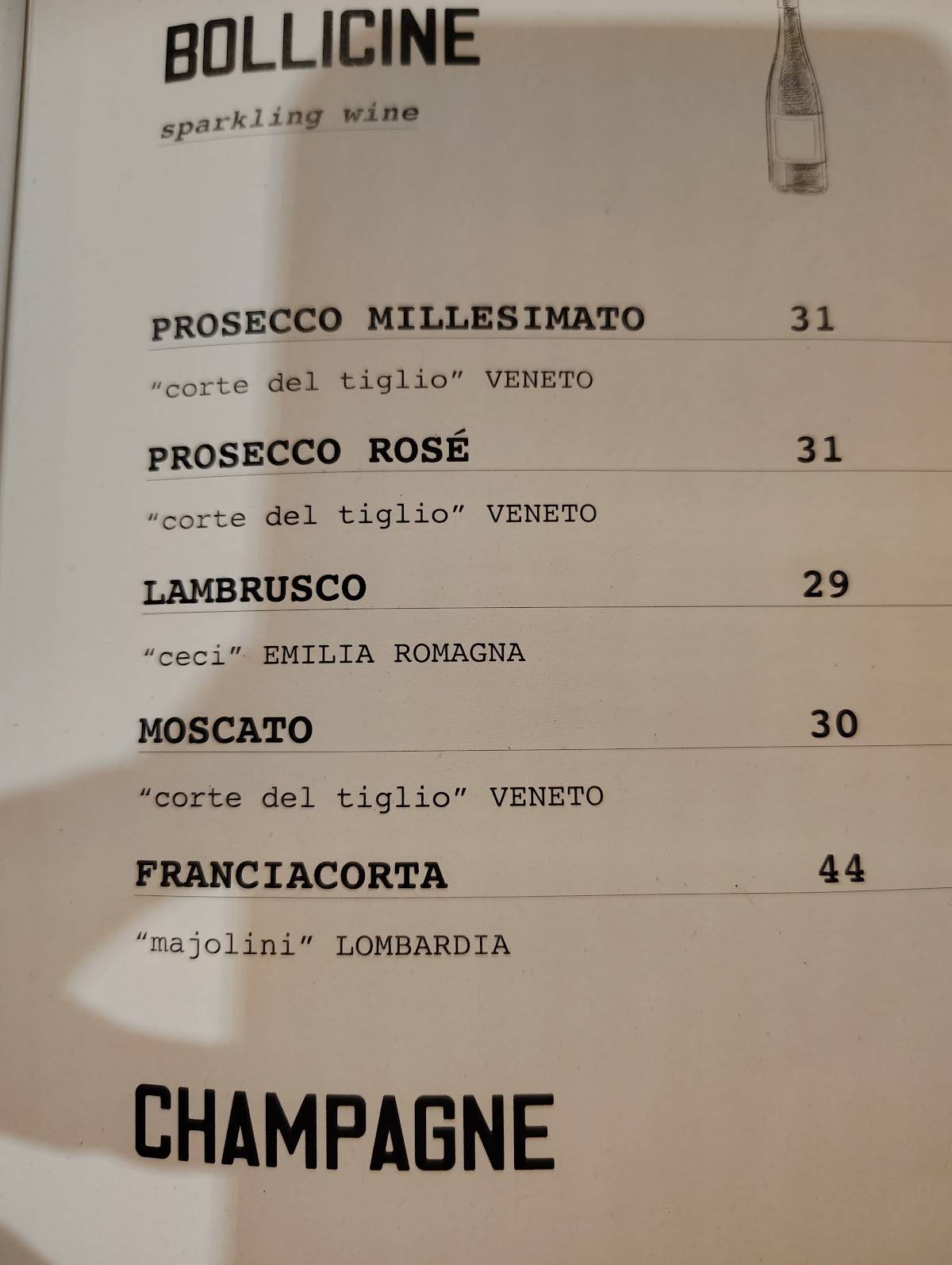 Menu di Ponticello 