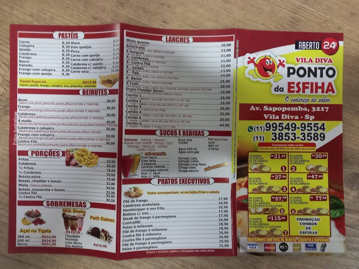Ponto da Esfiha- Vila Diva cardápio