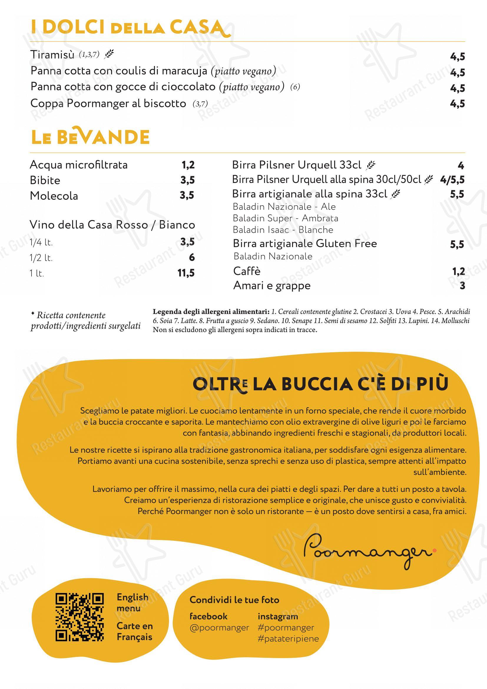 Menu per Poormanger in Torino