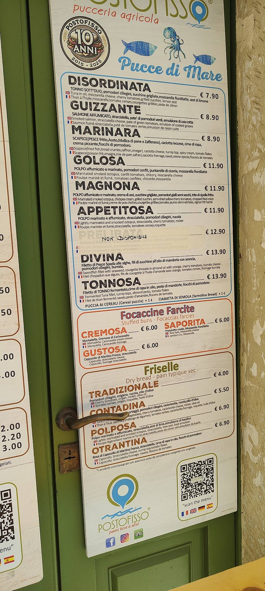 Menu di Postofisso pucceria agricola 