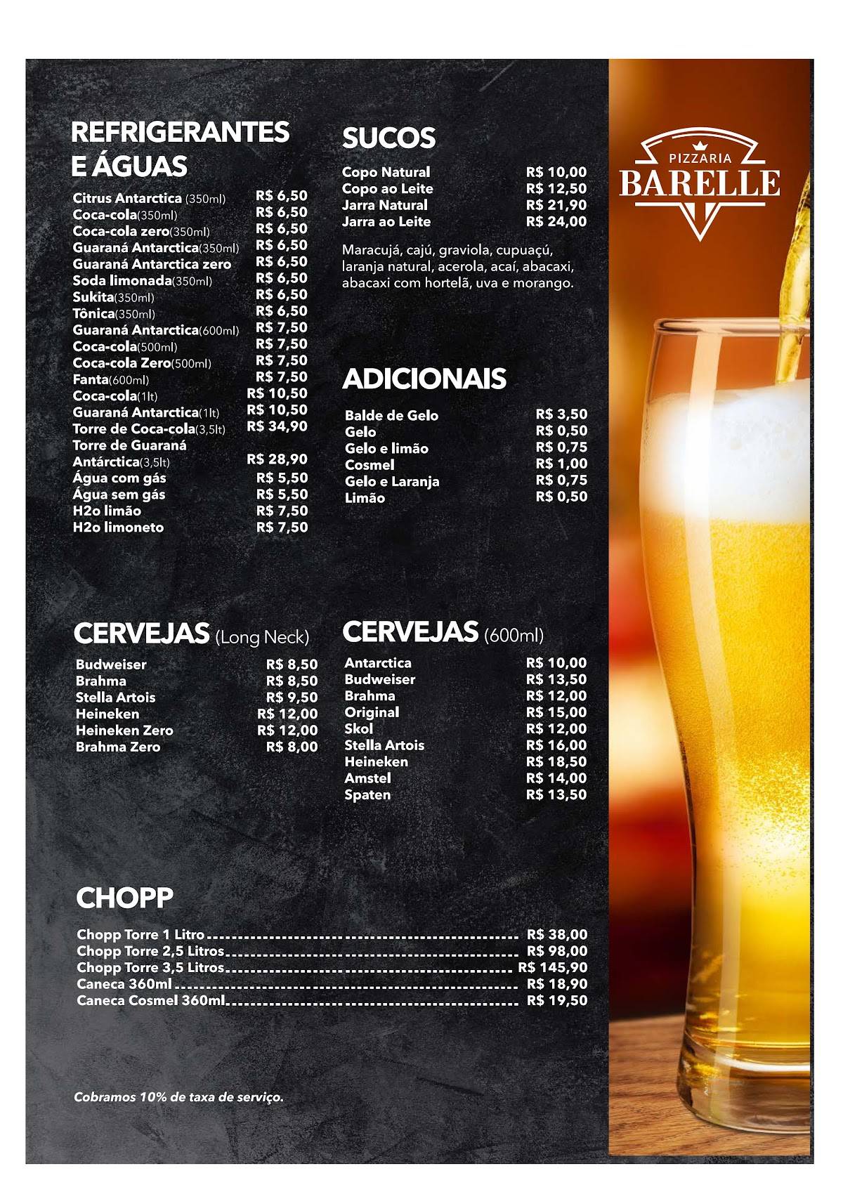 Barelle Pizzaria e Boliche cardápio