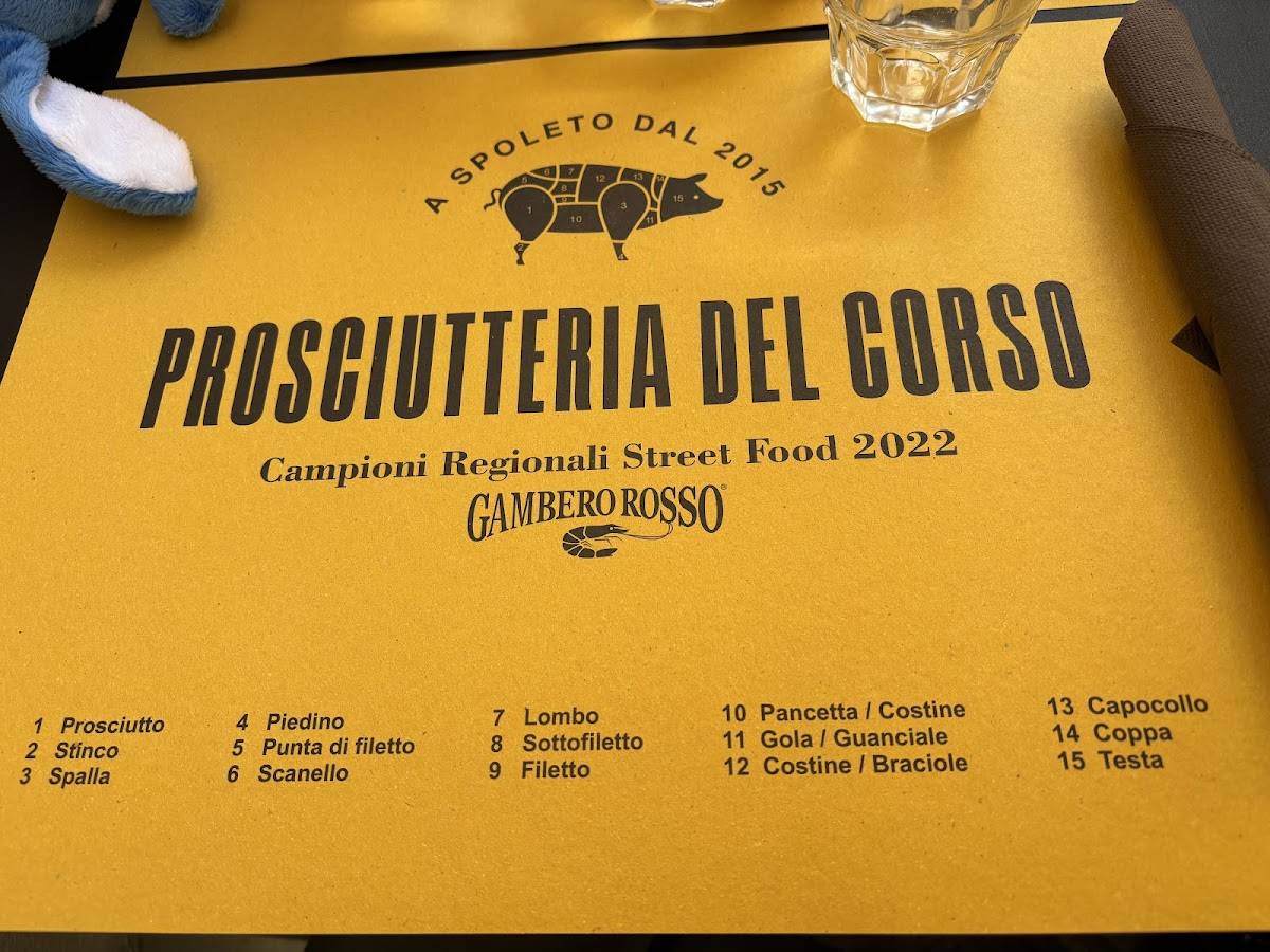 Menu di Prosciutteria Del Corso 