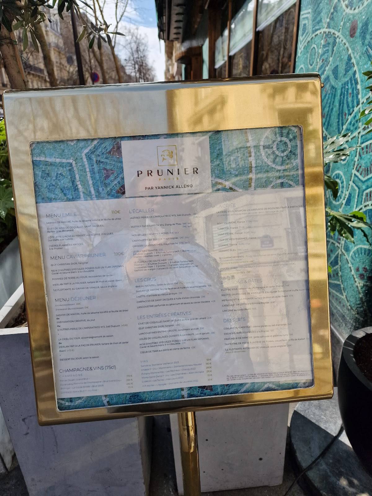 Menu de Prunier