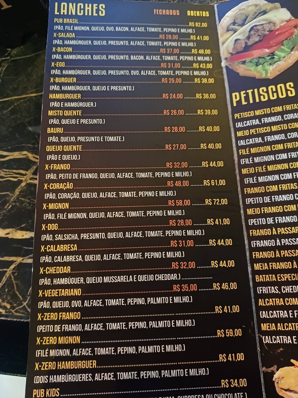 PuBrasil Lanches - Garcia cardápio