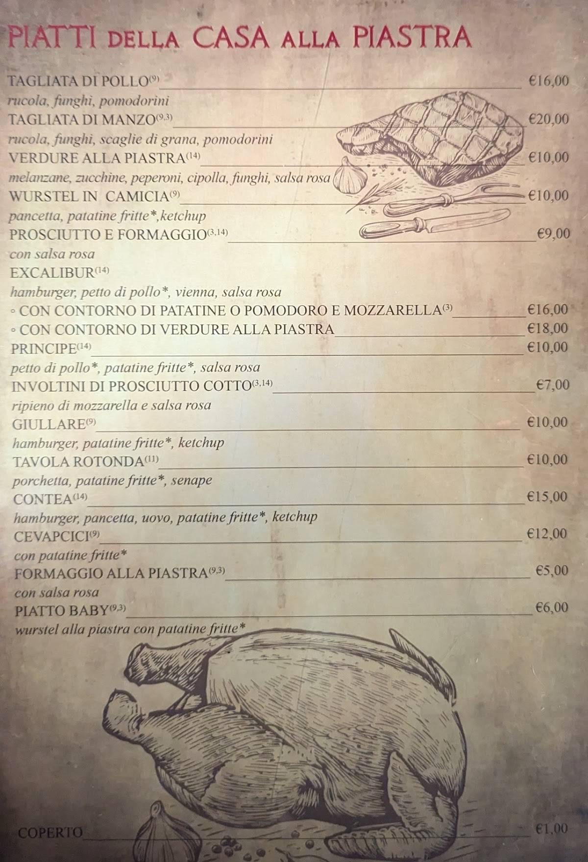 Menu di Pub Excalibur di Simone Anthony 
