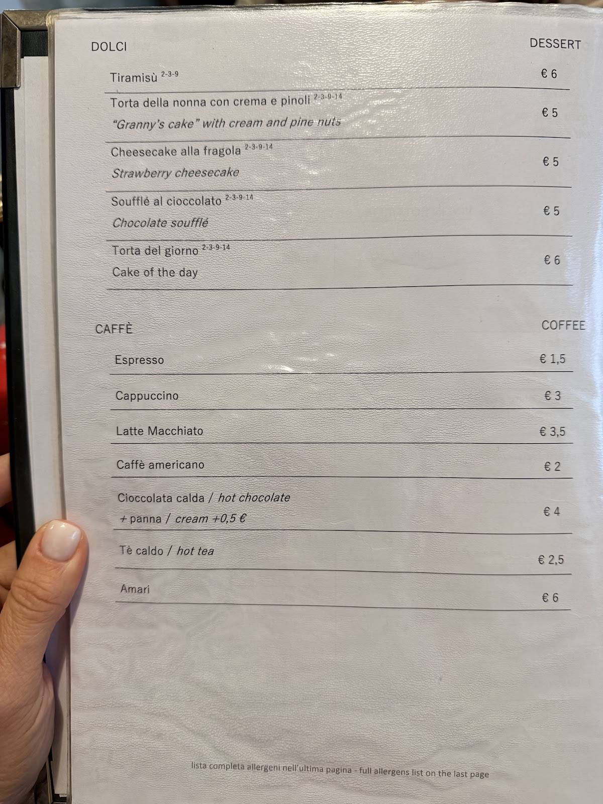 Menu di Bacaro Quebrado - Cicchetti a Venezia 